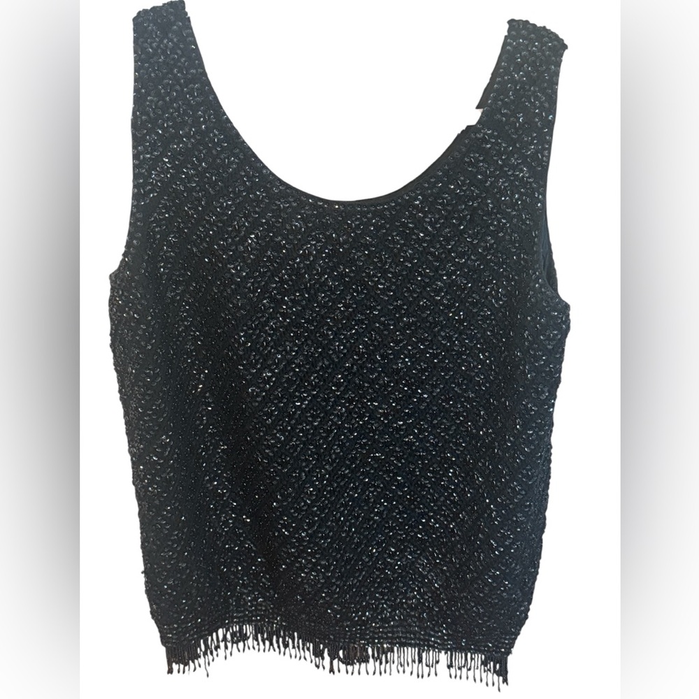Black Sequin Tank Top - Women's Evening Shell